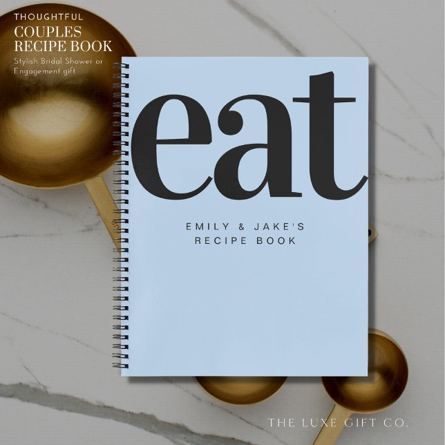 Modern Bold Blue Couples Engagement Gift Recipe Notebook (Creator Uploaded)