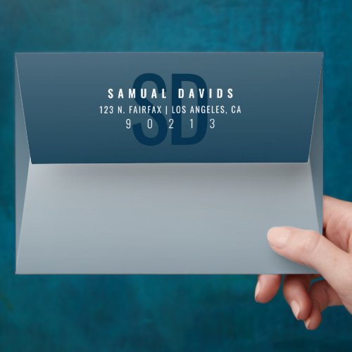 Modern Bold Blue Ombre Return Address Envelope
