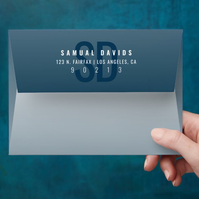 Modern Bold Blue Ombre Return Address Envelope (Hand)