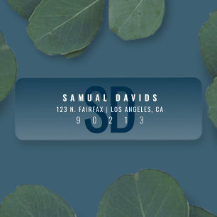 Modern Bold Blue Ombre Return Address Label