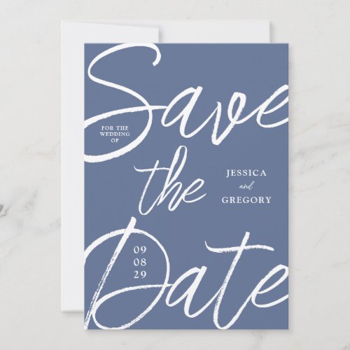 Modern Bold Blue Script Wedding Save The Date