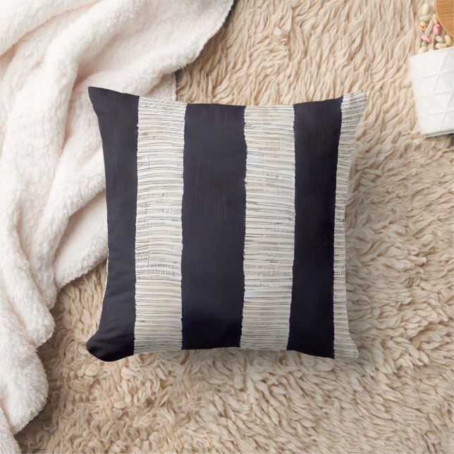 Modern Bold Blue textured stripes Throw Pillow (Blanket)