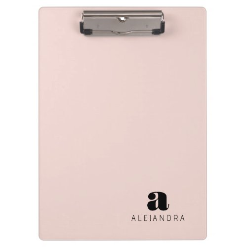 Modern Bold Blush Pink Monogram Name Clipboard