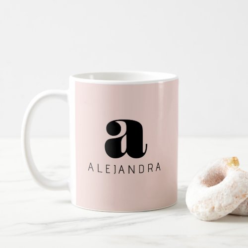 Modern Bold Blush Pink Monogram Name Coffee Mug