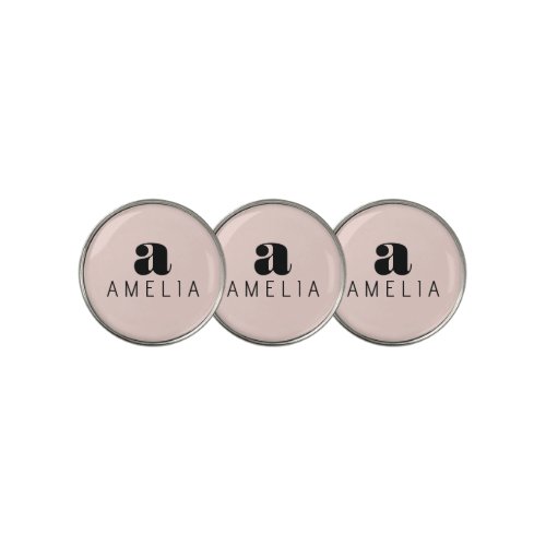 Modern Bold Blush Pink Monogram Name Golf Ball Marker