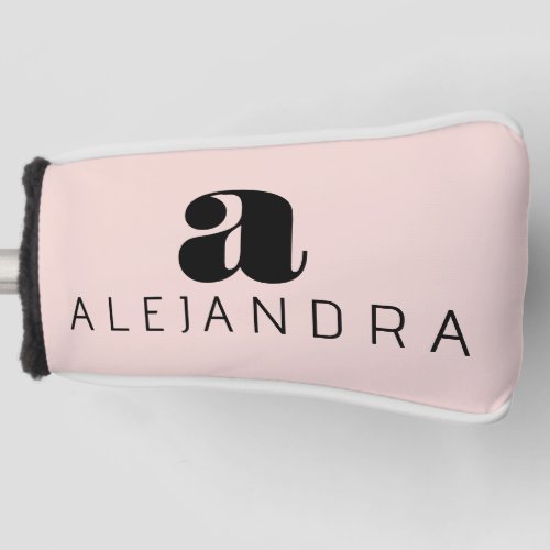 Modern Bold Blush Pink Monogram Name Golf Head Cover