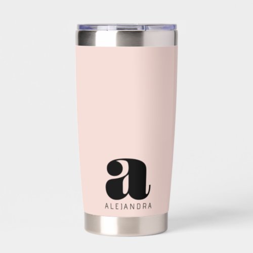 Modern Bold Blush Pink Monogram Name Insulated Tumbler