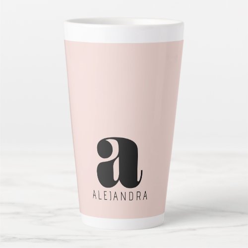 Modern Bold Blush Pink Monogram Name Latte Mug