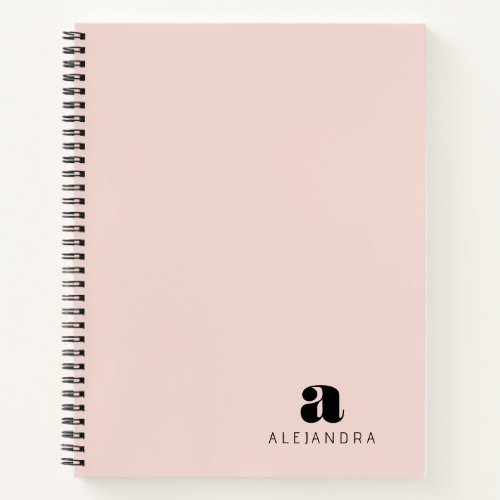 Modern Bold Blush Pink Monogram Name Notebook