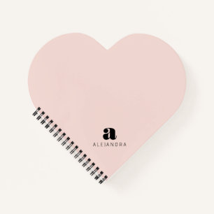 Modern Bold Blush Pink Monogram Name Notebook