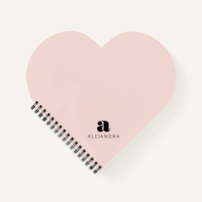 Modern Bold Blush Pink Monogram Name Notebook (Front)