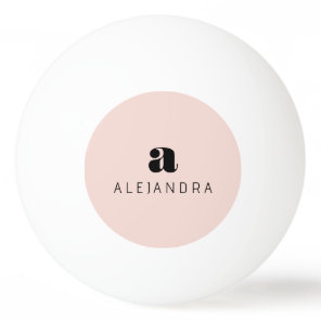 Modern Bold Blush Pink Monogram Name Ping Pong Ball