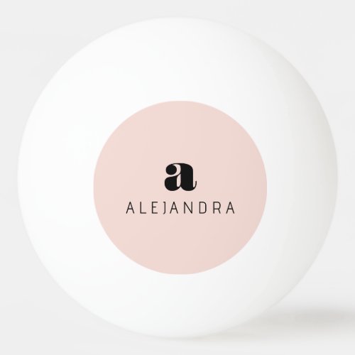 Modern Bold Blush Pink Monogram Name Ping Pong Ball