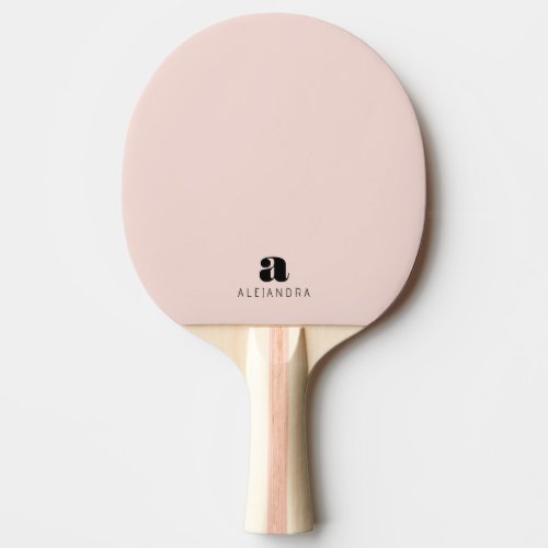 Modern Bold Blush Pink Monogram Name Ping Pong Paddle