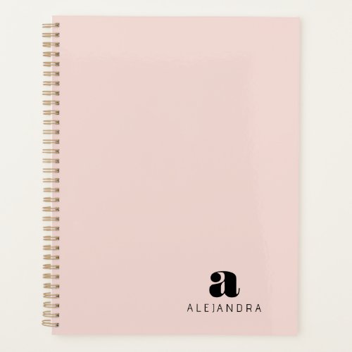 Modern Bold Blush Pink Monogram Name Planner