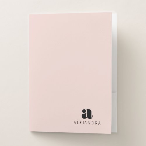 Modern Bold Blush Pink Monogram Name Pocket Folder