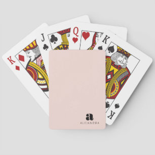 Modern Bold Blush Pink Monogram Name Poker Cards