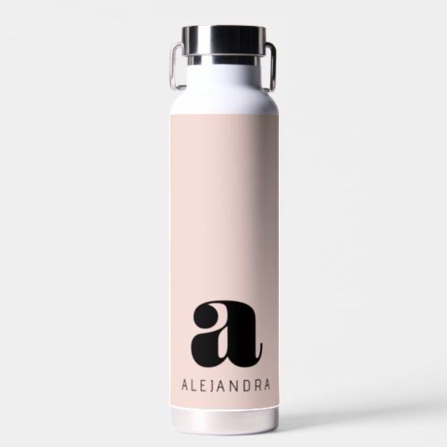 Modern Bold Blush Pink Monogram Name Water Bottle