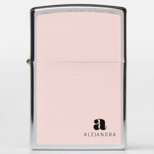 Modern Bold Blush Pink Monogram Name Zippo Lighter