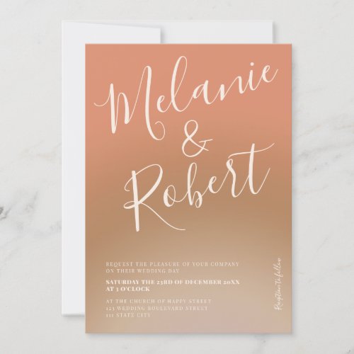 Modern bold boho gradient wedding photo invitation