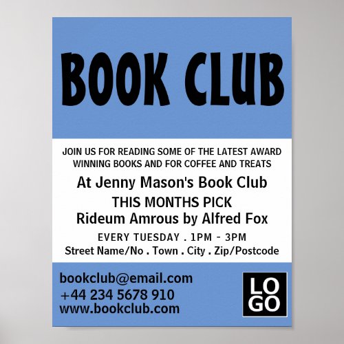 Modern Bold Book Club Advertising Poster