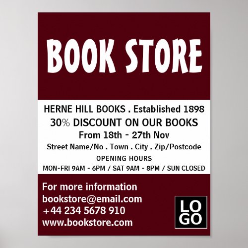 Modern Bold Book Store Advertising Poster