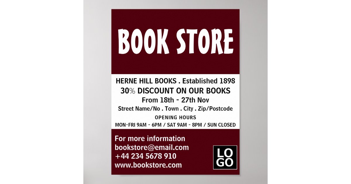 Modern Bold, Book Store Advertising Poster | Zazzle