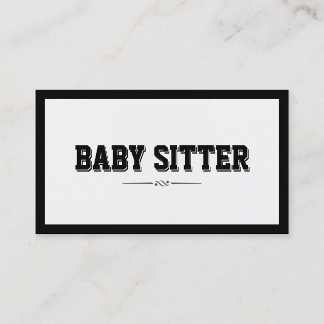 Modern Bold Border Baby Sitter Business Card (Front)