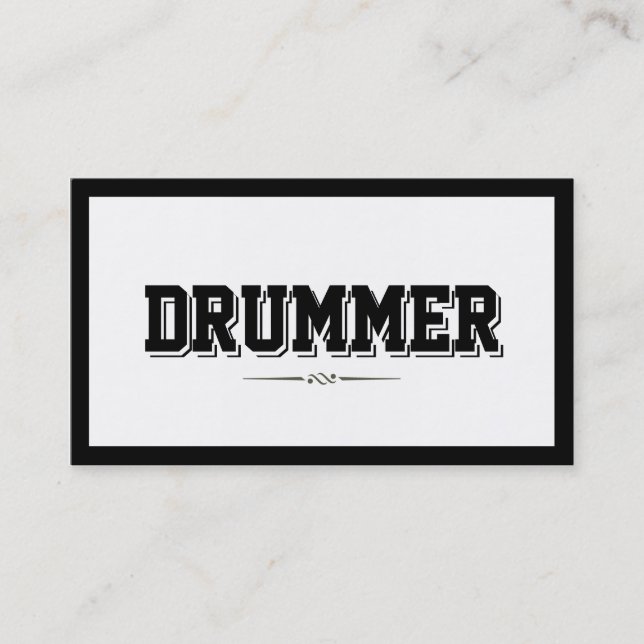 Modern Bold Border Drummer Business Card (Front)