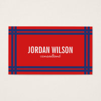 Modern Bold Border Red and Blue Social Media Business Card