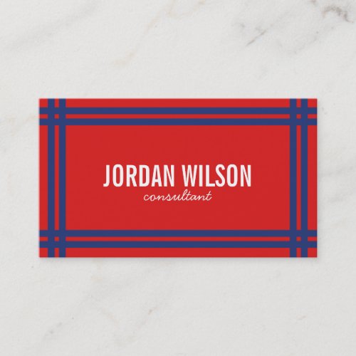 Modern Bold Border Red and Blue Social Media Business Card