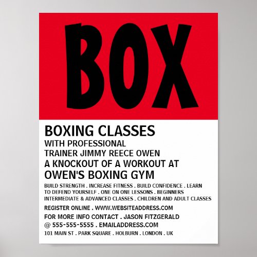 Modern Bold Boxing Class Advert Poster