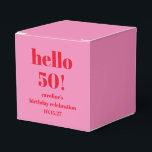 Modern Bold Bright Pink Red 50th Birthday Custom Favor Boxes<br><div class="desc">Modern Bold Bright Pink Red 50th Birthday Custom Favor Box. All text is editable so can be used for any age.</div>