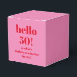 Modern Bold Bright Pink Red 50th Birthday Custom Favor Boxes<br><div class="desc">Modern Bold Bright Pink Red 50th Birthday Custom Favor Box. All text is editable so can be used for any age.</div>