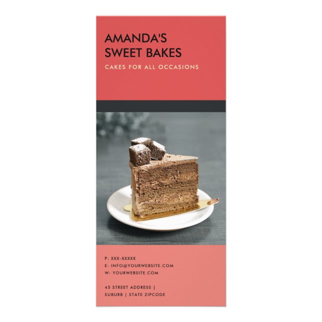 MODERN BOLD BRIGHT PINK RED BAKERY PRICE SERVICE RACK CARD (Back)