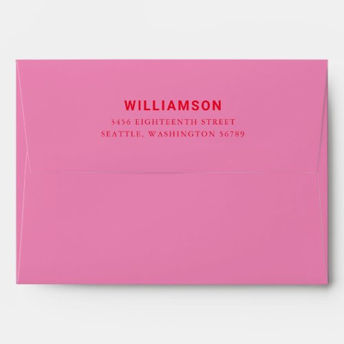 Modern Bold Bright Pink Red Return Address Envelope