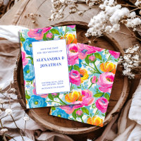 Modern Bold Bright Vibrant Colorful Floral Wedding