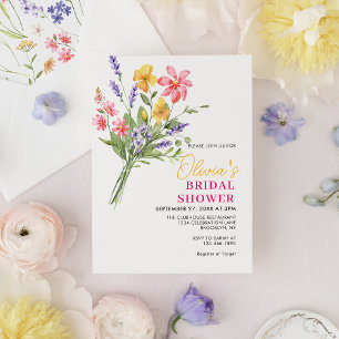 Modern Bold Bright Wild Flowers Bridal Shower Invitation