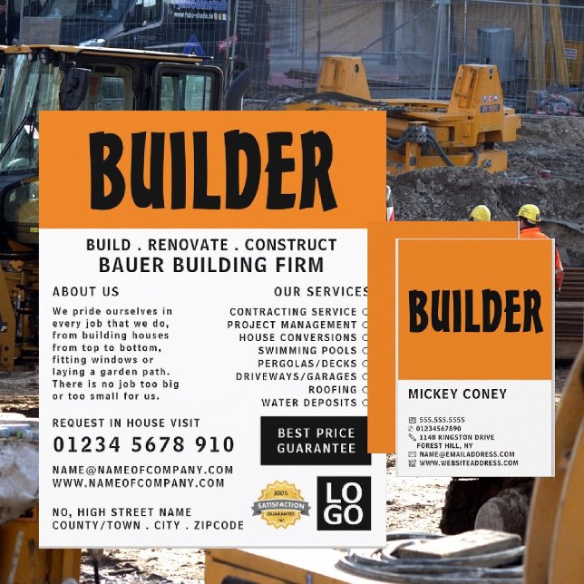 Modern Bold, Building Firm, Builders Business Card (Creator Uploaded)