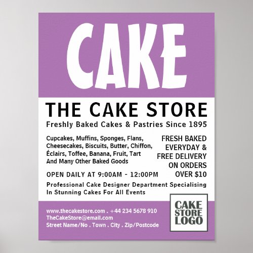 Modern Bold Cakery Cake Store Advertising Poster