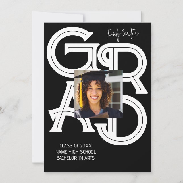 Modern Bold Calligraphy Graduation  Invitation (Front)