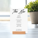 Modern Bold Calligraphy Wedding Bar Drinks Menu Holder<br><div class="desc">Modern Bold Calligraphy Wedding Bar Drinks Menu wood block holder</div>