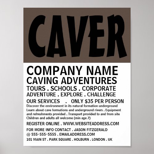 Modern Bold Caving Adventure Advertising Poster