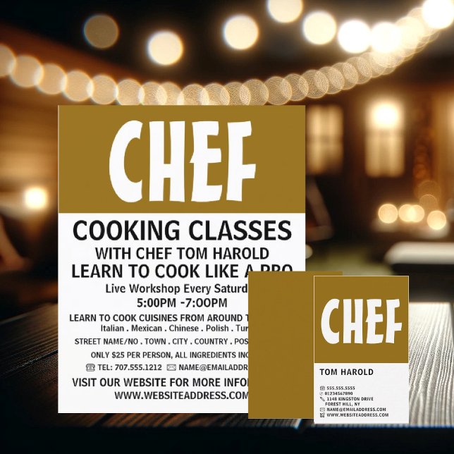 Modern Bold, Chef, Cooking Classes Advertising Flyer (Creator Uploaded)