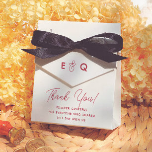 Modern Bold Cherry Red Retro Wedding Thank You Favor Boxes