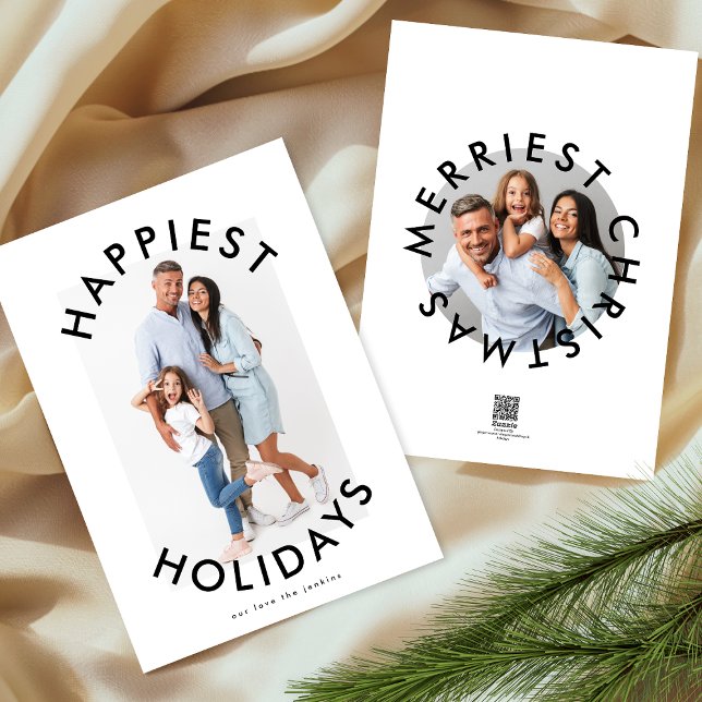 Modern Bold Christmas Script Elegant Two Photo Holiday Card (Creator Uploaded)