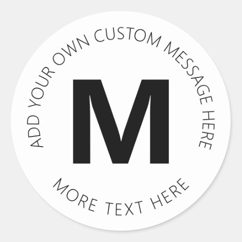 Modern Bold Circular Text Template  Black  White Classic Round Sticker