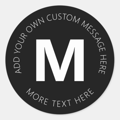 Modern Bold Circular Text Template  Black  White Classic Round Sticker