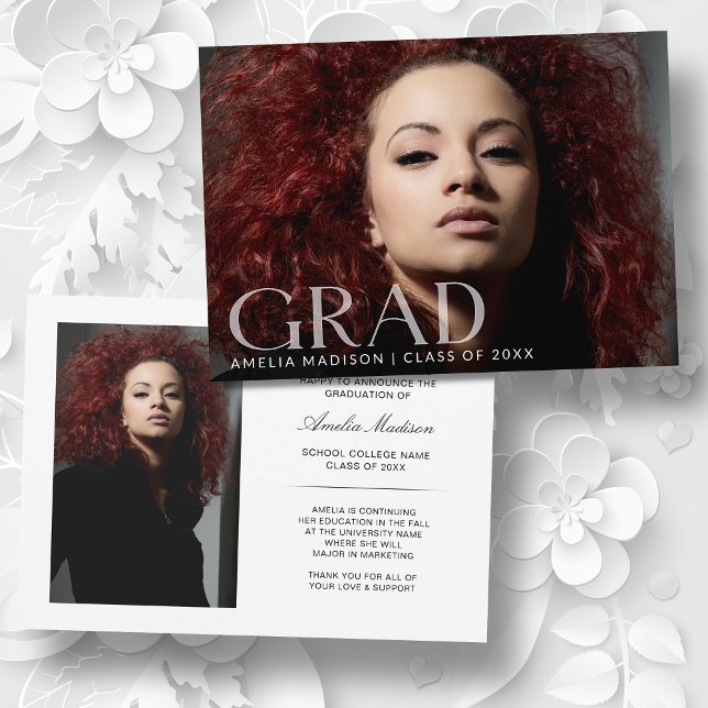 Modern Bold Classy Transparent Text Grad 2 Photo Announcement (Creator Uploaded)