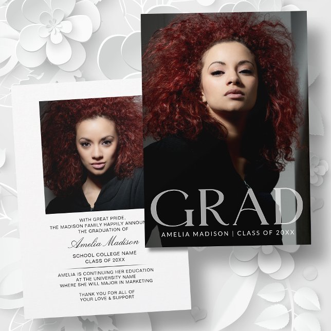 Modern Bold Classy Transparent Text Grad 2 Photo Announcement (Creator Uploaded)